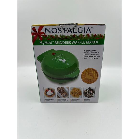 Nostalgia MyMini Reindeer Waffle Maker Non-stick Easily Clean 5 inch (Brand New) - Picture 2 of 2